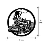 Artrooms Train Metal Wall Art - Wall Decoration | Wall Hanging (24x24 inch) | Black Matte Finish