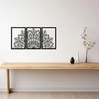 Artrooms Floral Metal Wall Art - Wall Decoration | Wall Hanging (36x18 inch) | Black Matte Finish