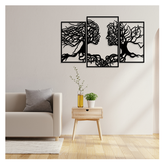 Artrooms Human Tree Metal Wall Art - Wall Decoration | Wall Hanging (40x25 inch) | Black Matte Finish