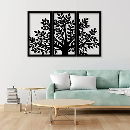 Artrooms 3 Trees Metal Wall Art - Wall Decoration | Wall Hanging (36x22 inch) | Black Matte Finish