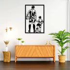 Artrooms Footballer Dad & Son Metal Wall Art - Wall Decoration | Wall Hanging (16x25 inch) | Black Matte Finish