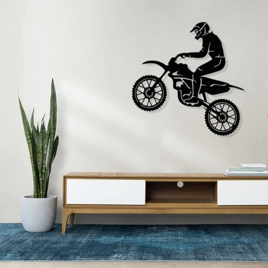 Artrooms Biker Metal Wall Art - Wall Decoration | Wall Hanging | Black Matte Finish