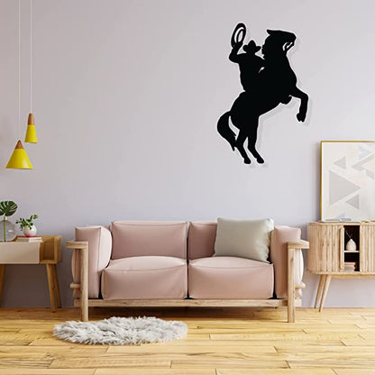 Artrooms Horse Rider Metal Wall Art - Wall Decoration | Wall Hanging (16x25 inch) | Black Matte Finish