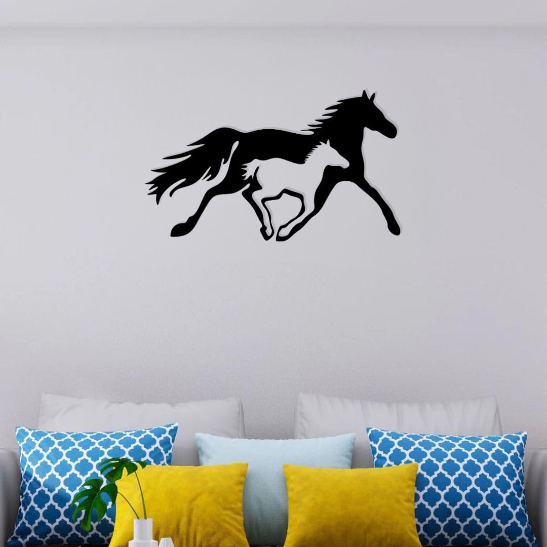 Artrooms Horse Metal Wall Art - Wall Decoration | Wall Hanging (25x15 inch) | Black Matte Finish