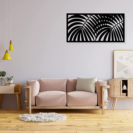 Artrooms Palm Tree Metal Wall Art - Wall Decoration | Wall Hanging (25x13 inch) | Black Matte Finish