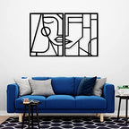 Artrooms Abstract Women Face Metal Wall Art - Wall Decoration | Wall Hanging (36x23 inch) | Black Matte Finish