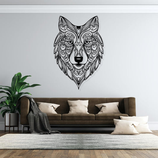 Artrooms Wolf Metal Wall Art - Wall Decoration|Wall Hanging (17x25 inch)|Black Matte Finish