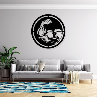 Artrooms Bicep Muscle Bodybuilding Metal Wall Art - Wall Decoration | Wall Hanging (25x25 inch) | Black Matte Finish
