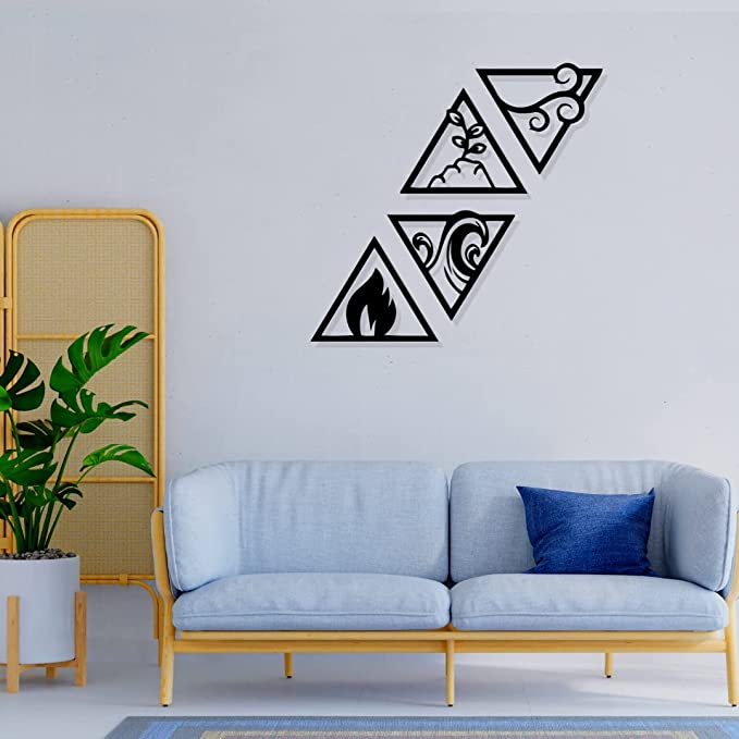 Artrooms Nature Elements Metal Wall Art - Wall Decoration | Wall Hanging (48x48 inch) | Black Matte Finish