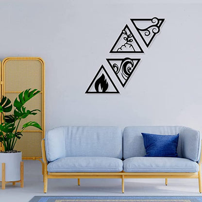 Artrooms Nature Elements Metal Wall Art - Wall Decoration | Wall Hanging (48x48 inch) | Black Matte Finish