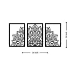 Artrooms Floral Metal Wall Art - Wall Decoration | Wall Hanging (36x16 inch) | Black Matte Finish