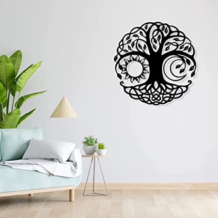 Artrooms Tree of Life Metal Wall Art - Wall Decoration | Wall Hanging (24x24 inch) | Black Matte Finish