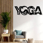 Artrooms Yoga Metal Wall Art - Wall Decoration | Wall Hanging (25x10 inch) | Black Matte Finish