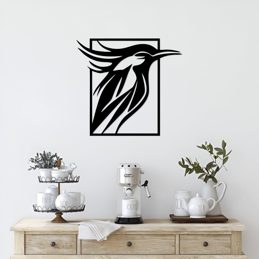 Artrooms Bird Metal Wall Art -  Wall Decoration | Wall Hanging (16x18 inch) | Black Matte Finish