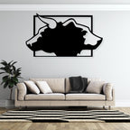 Artrooms Bull And Bear Metal Wall Art - Wall Decoration | Wall Hanging (25x14 inch) | Black Matte Finish