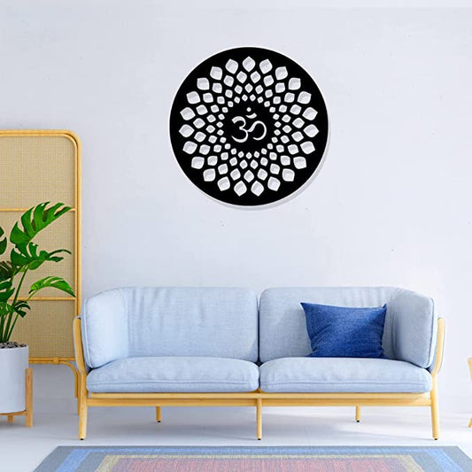 Artrooms OM Metal Wall Art - Wall Decoration | Wall Hanging (24x24 inch) | Black Matte Finish