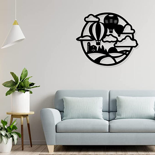 Artrooms Balloon Metal Wall Art - Wall Decoration | Wall Hanging (25x22 inch) | Black Matte Finish