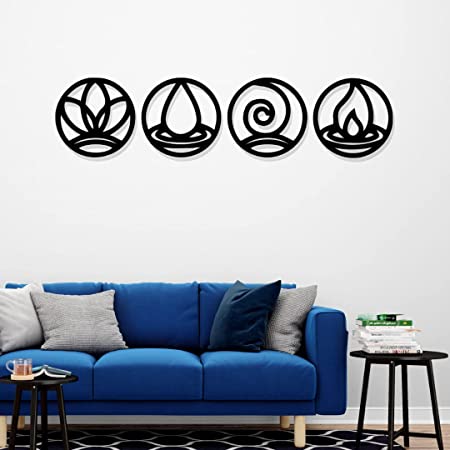 Artrooms Beautiful Elements Metal Wall Decor - Wall Decoration | Wall Hanging (48x12 inch) | Black Matte Finish