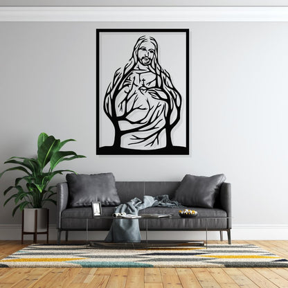 Artrooms Jesus Metal Wall Art - Wall Decoration|Wall Hanging (18x25 inch)|Black Matte Finish