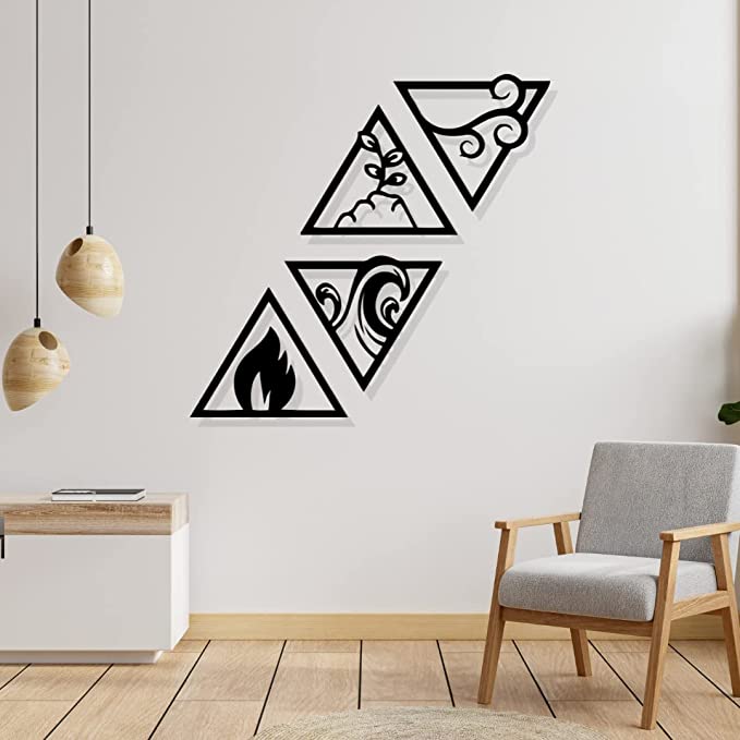 Artrooms Nature Elements Metal Wall Art - Wall Decoration | Wall Hanging (48x48 inch) | Black Matte Finish