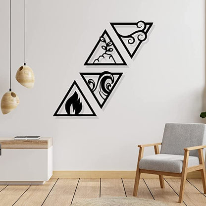 Artrooms Nature Elements Metal Wall Art - Wall Decoration | Wall Hanging (48x48 inch) | Black Matte Finish