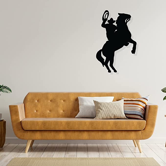 Artrooms Horse Rider Metal Wall Art - Wall Decoration | Wall Hanging (16x25 inch) | Black Matte Finish