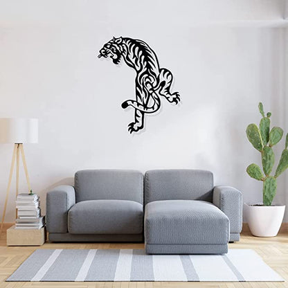 Artrooms Tiger Metal Wall Art - Wall Decoration | Wall Hanging (21x25 inch) | Black Matte Finish