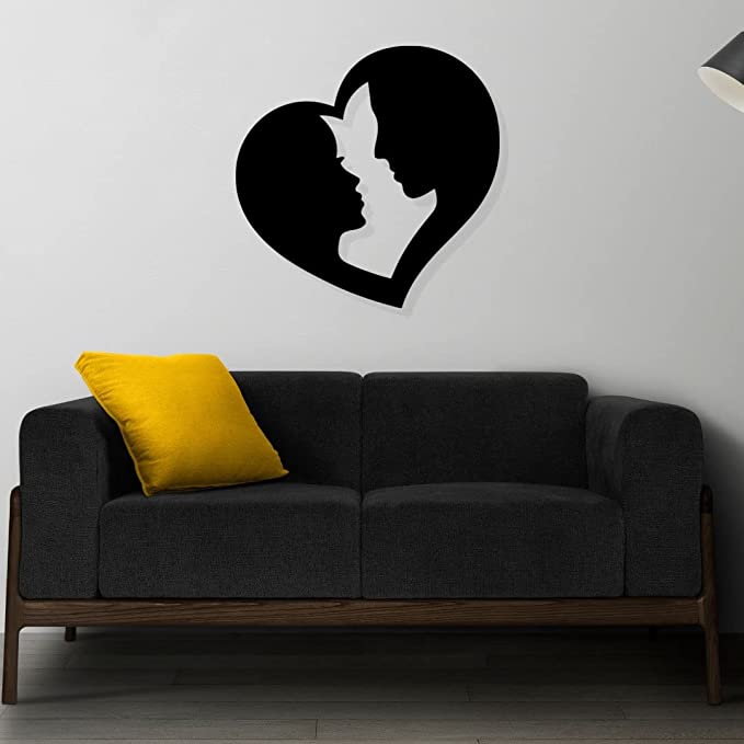 Artrooms Couple Love Metal Wall Art - Wall Decoration | Wall Hanging (25x25 inch) | Black Matte Finish