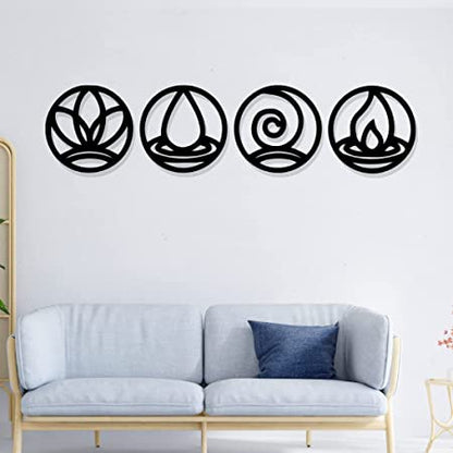 Artrooms Beautiful Elements Metal Wall Decor - Wall Decoration | Wall Hanging (48x12 inch) | Black Matte Finish