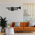 Artrooms Trumpet Metal Wall Art - Wall Decoration | Wall Hanging (25x9 inch) | Black Matte Finish
