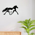 Artrooms Horse Metal Wall Art - Wall Decoration | Wall Hanging (25x15 inch) | Black Matte Finish