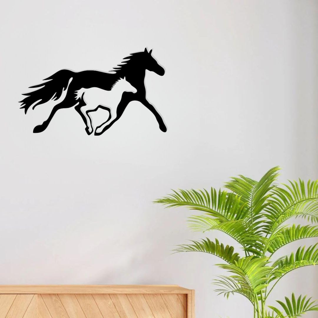 Artrooms Horse Metal Wall Art - Wall Decoration | Wall Hanging (25x15 inch) | Black Matte Finish