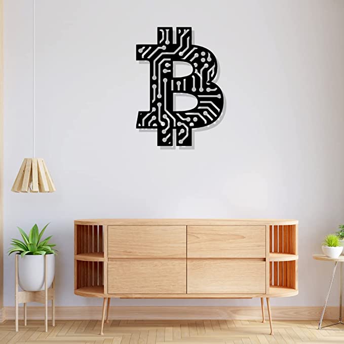 Artrooms Bitcoin Metal Wall Art - Wall Decoration | Wall Hanging (20x25 inch) | Black Matte Finish