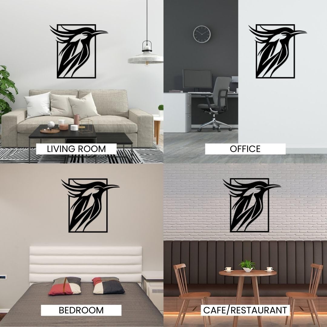 Artrooms Bird Metal Wall Art -  Wall Decoration | Wall Hanging (16x18 inch) | Black Matte Finish