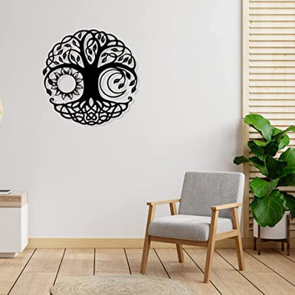 Artrooms Tree of Life Metal Wall Art - Wall Decoration | Wall Hanging (24x24 inch) | Black Matte Finish