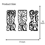 Artrooms Abstract Trio Face Metal Wall Art - Wall Decoration | Wall Hanging (17x13 Inch) | Black Matte Finish