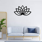Artrooms Lotus Metal Wall Art - Wall Decoration | Wall Hanging (25x15 inch) | Black Matte Finish
