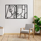 Artrooms Abstract Women Face Metal Wall Art - Wall Decoration | Wall Hanging (36x23 inch) | Black Matte Finish