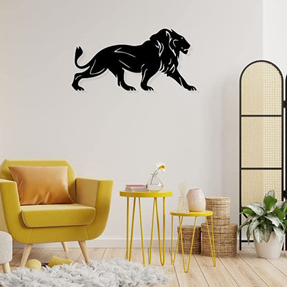 Artrooms Lion Wall Art - Wall Decoration | Wall Hanging (25x12 inch) | Black Matte Finish