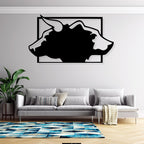 Artrooms Bull And Bear Metal Wall Art - Wall Decoration | Wall Hanging (25x14 inch) | Black Matte Finish