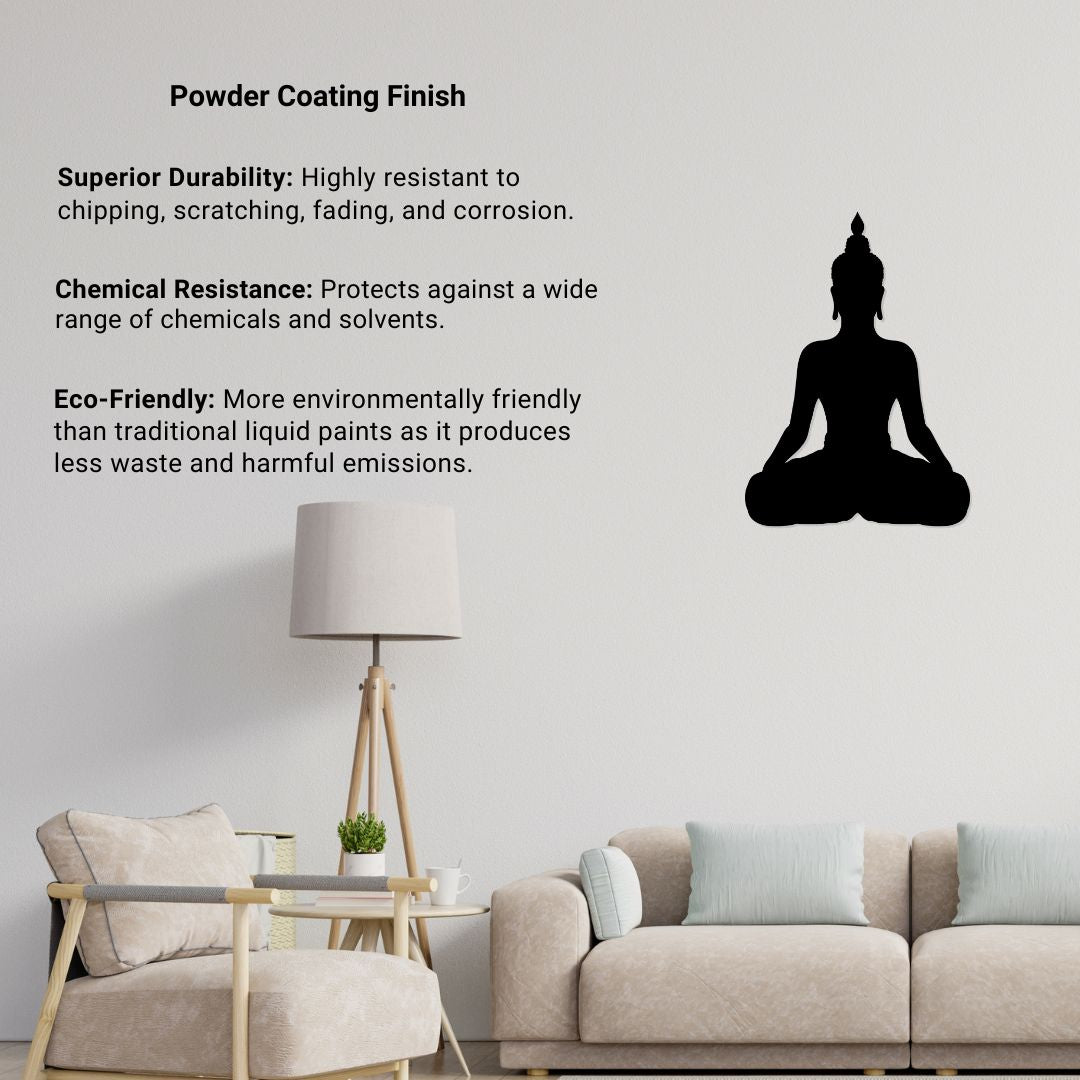 Artrooms Buddha Metal Wall Art - Wall Decoration | Wall Hanging (17x24 inch) | Black Matte Finish