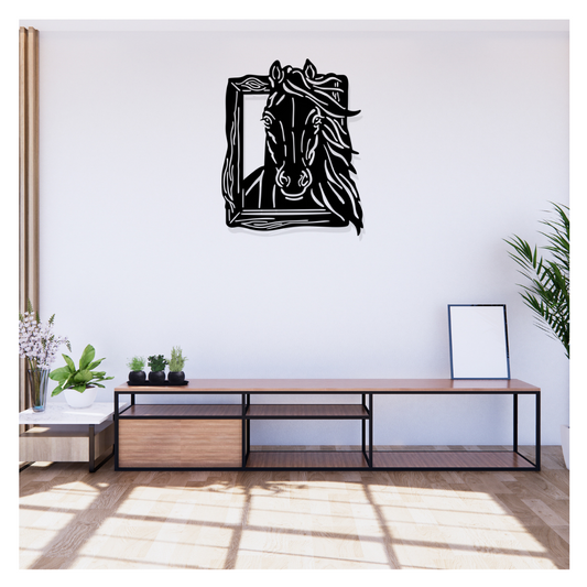 Artrooms Horse Metal Wall Art - Wall Decoration | Wall Hanging (20x25 inch) | Black Matte Finish