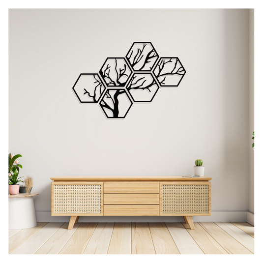 Artrooms Nature Metal Wall Art - Wall Decoration | Wall Hanging (35x25 inch) | Black Matte Finish