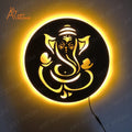 Lord Ganesha Metal Wall Art With Light – LED Backlit Round Wall Décor