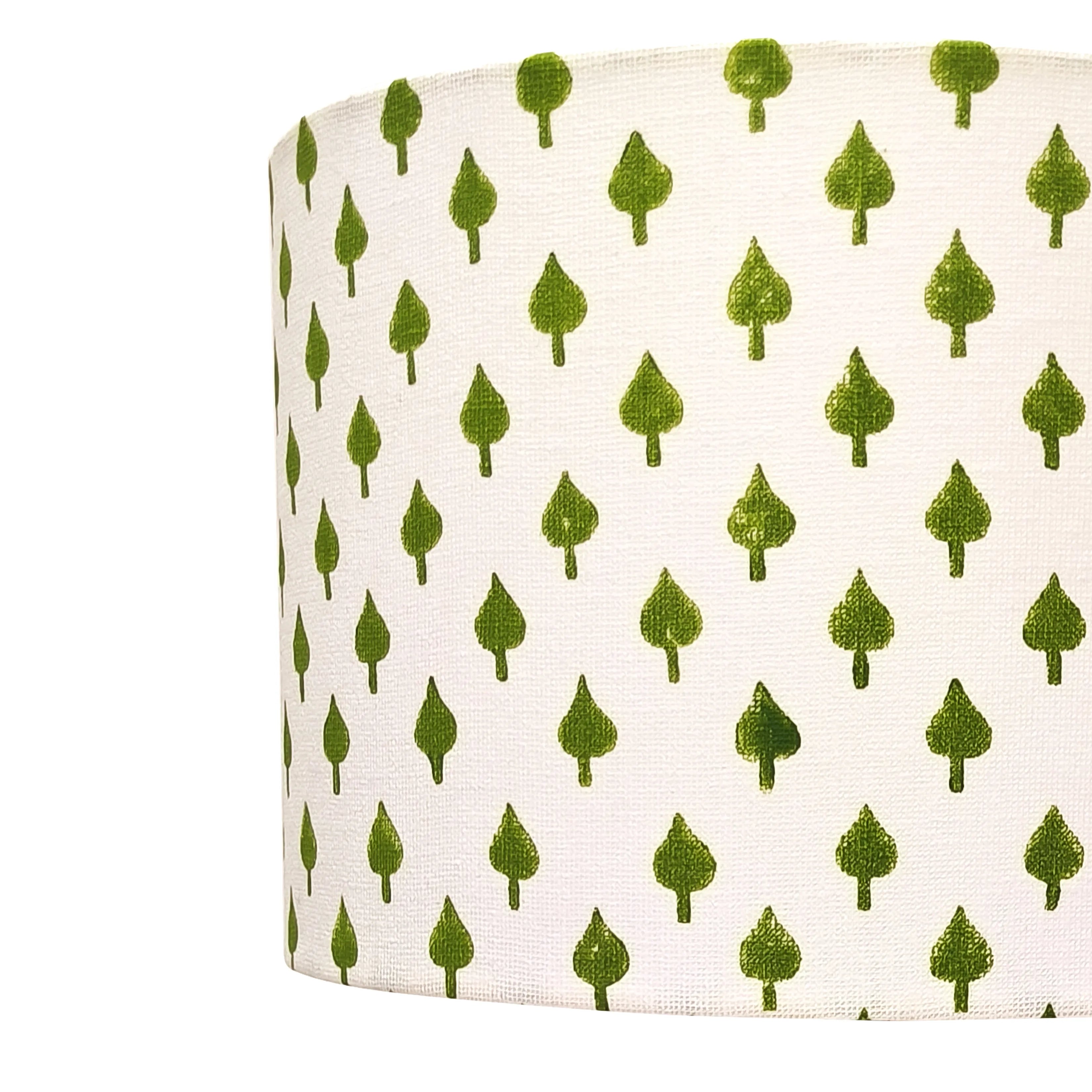 Fabric Lamp Shade – Green Leaf Block Print Cotton