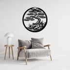 Bonsai Tree Round Metal Wall Art