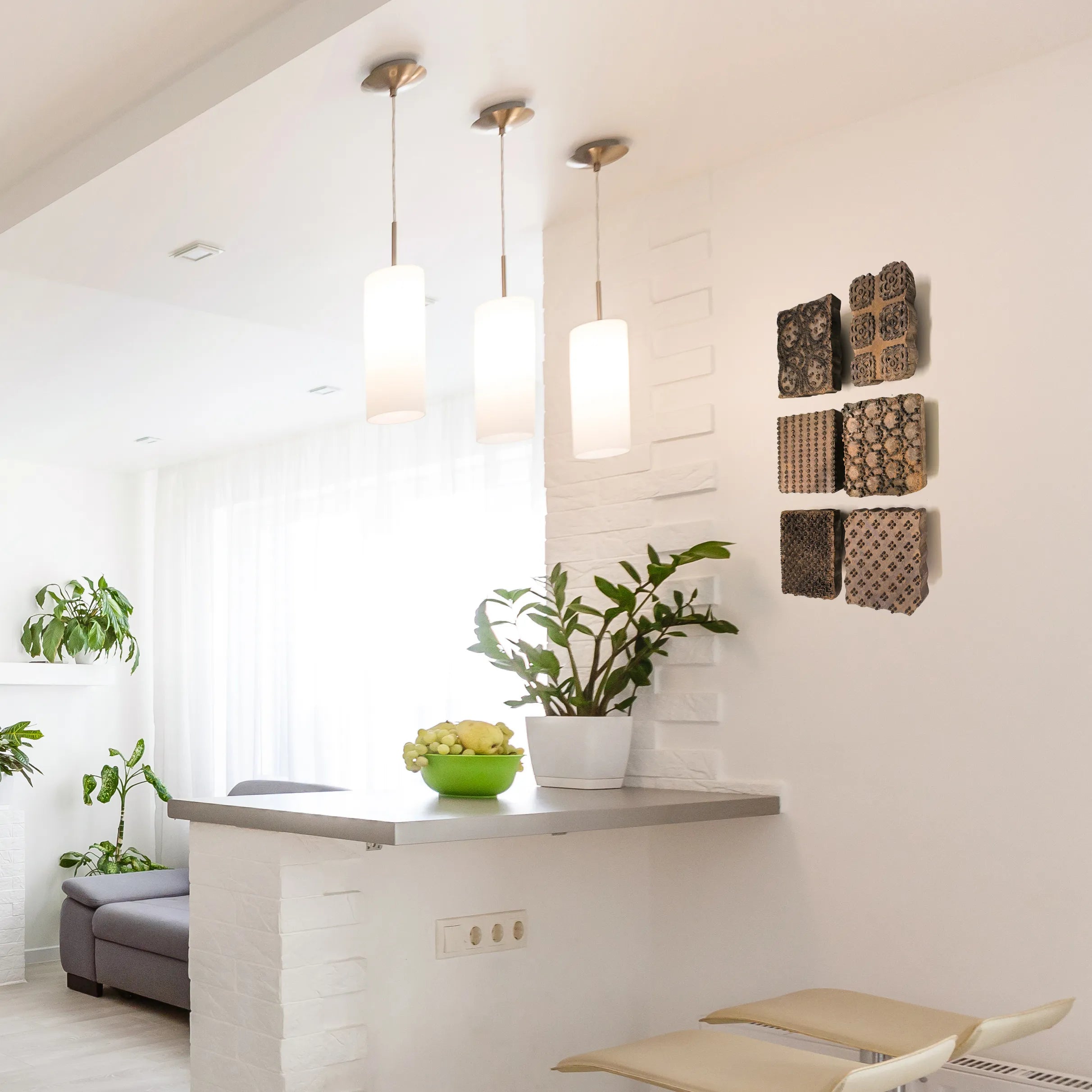 Antique Indian Wooden Printing Block Set of 6 - Hand-Carved Blocks