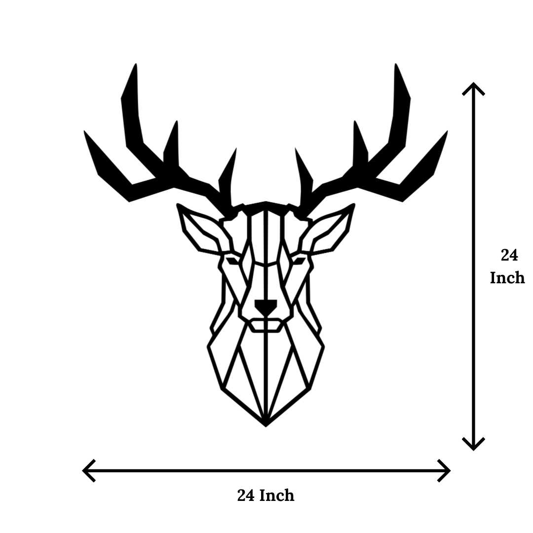 Artrooms Geometric Deer Metal Wall Art – 24x24 inch | Modern Wall Hanging for Living Room & Office