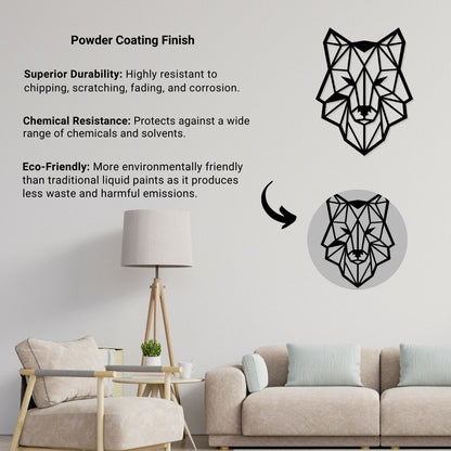 Artrooms Wolf Face Metal Wall Art - Wall Decoration | Wall Hanging (18x25 inch) | Black Matte Finish