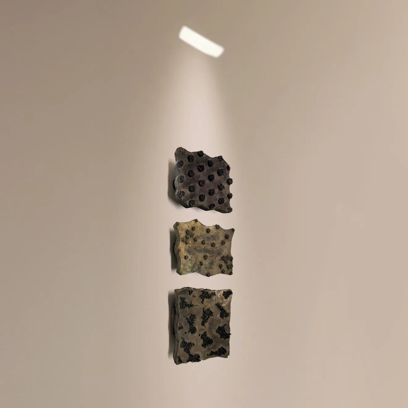 Antique Indian Wooden Printing Blocks Set of 3  Hand-Carved Wall Décor